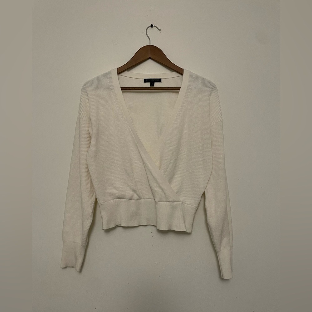 Banana Republic Cream Cotten Blend Knit Wrap Sweater